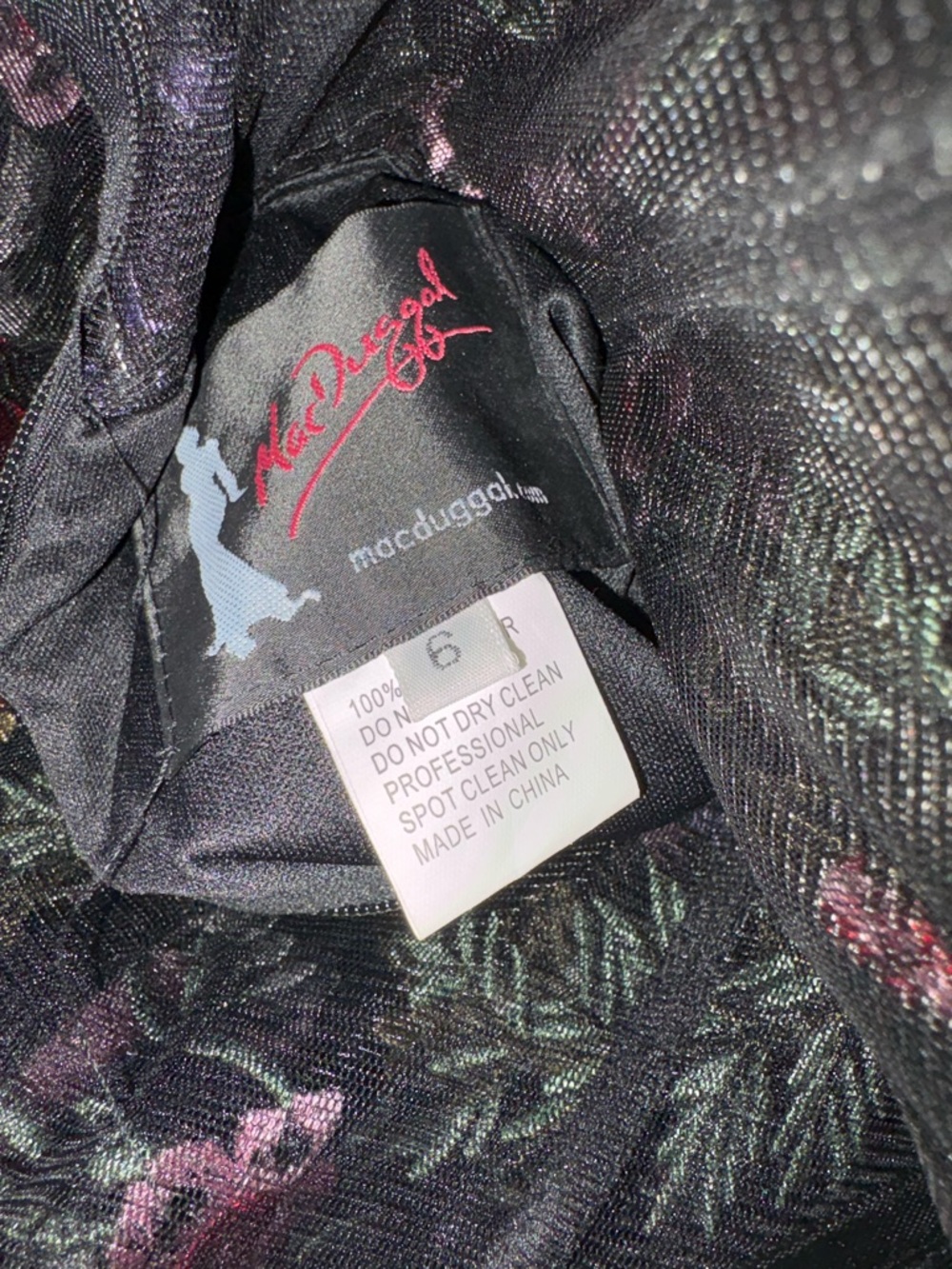 Mac Duggal Black Maxi Dress with Red & Pink Floral Embroidery - Picture 3 of 3